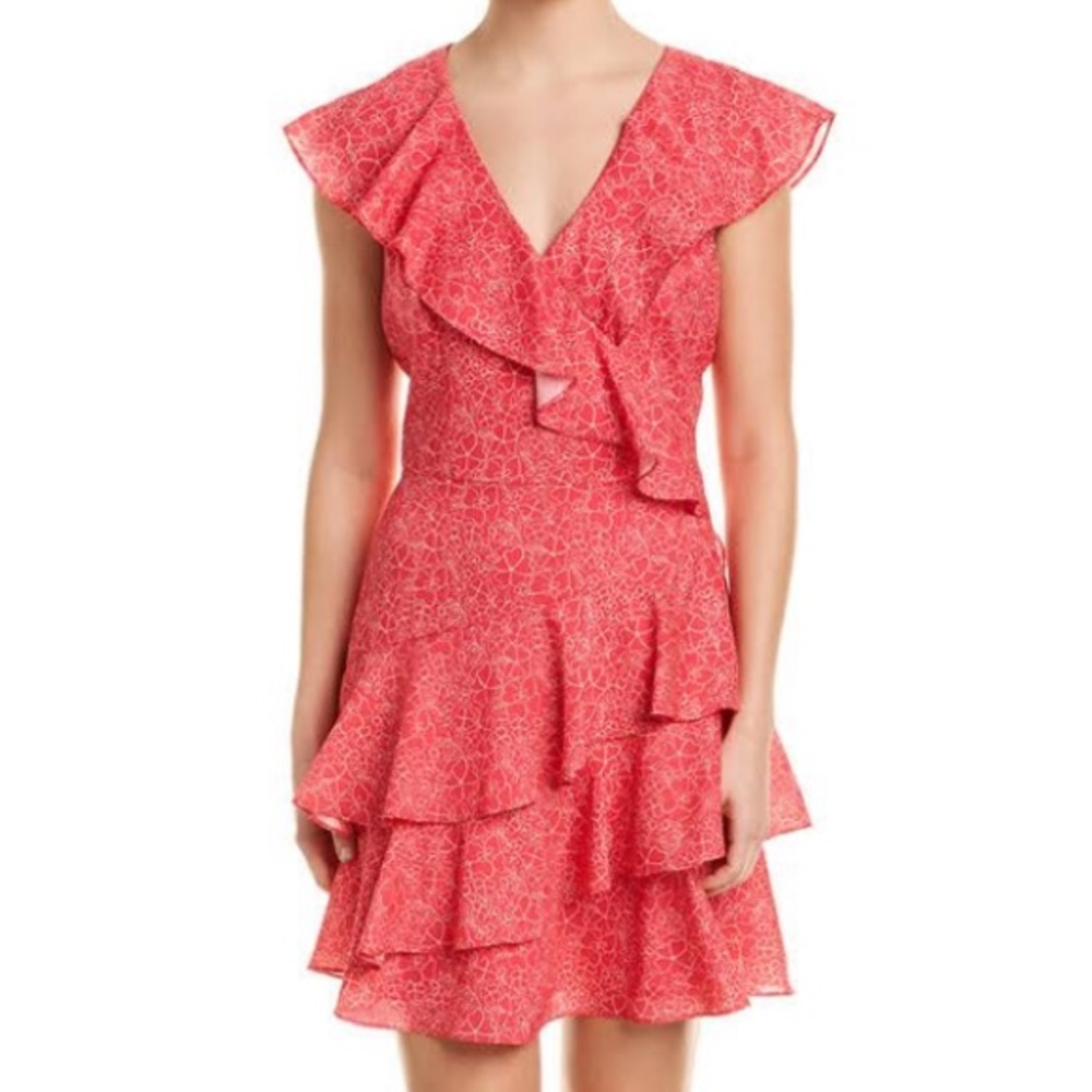 Parker 🌺 Pink Hydrangea Floral Ruffles Mini Dress - Picture 5 of 11